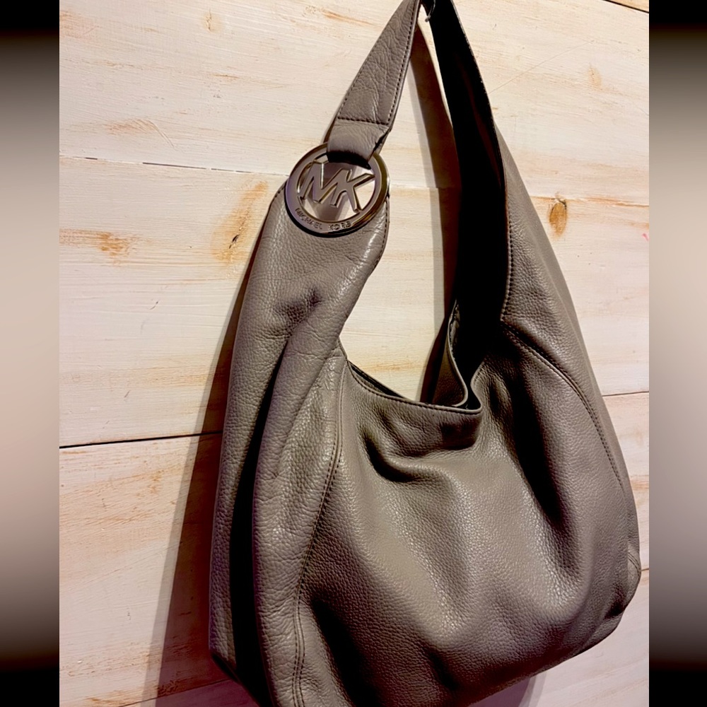 Michael Kors Light Grey Leather Bucket Bag